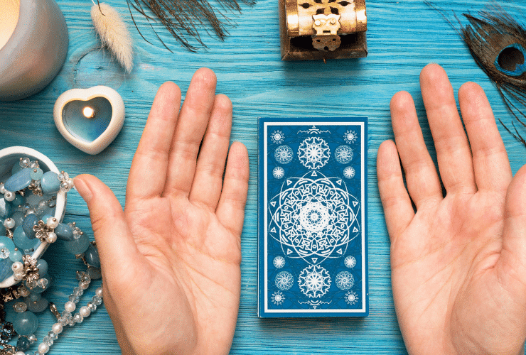 woman reading tarot cards fortune