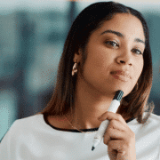 young black woman doing critical thinking