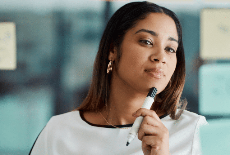 young black woman doing critical thinking