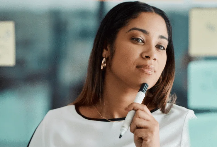 young black woman doing critical thinking